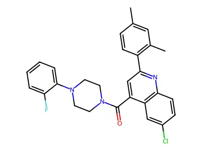 [6-chloro-2-(2,4-dimethylphenyl)quinolin-4-yl]-[4-(2-fluorophenyl)piperazin-1-yl]methanone structure