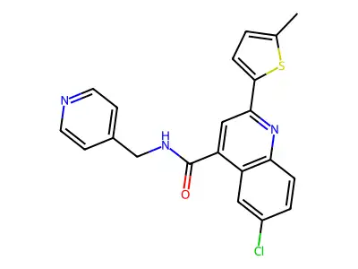 6-chloro-2-(5-methylthiophen-2-yl)-N-(pyridin-4-ylmethyl)quinoline-4-carboxamide structure