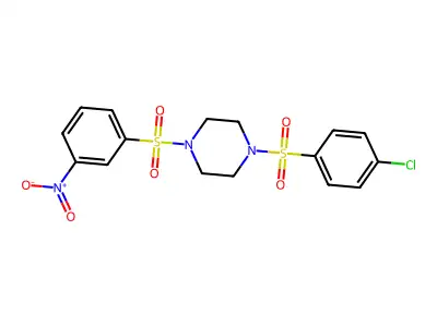 1-(4-Chlorophenyl)sulfonyl-4-(3-nitrophenyl)sulfonylpiperazine structure