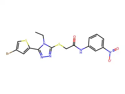 2-[[5-(4-bromothiophen-2-yl)-4-ethyl-1,2,4-triazol-3-yl]sulfanyl]-N-(3-nitrophenyl)acetamide structure