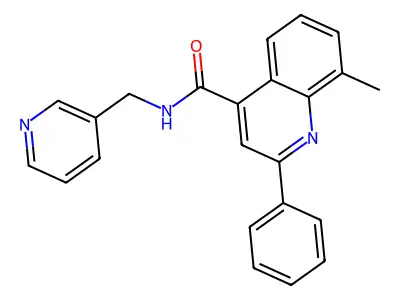 8-methyl-2-phenyl-N-(pyridin-3-ylmethyl)quinoline-4-carboxamide structure