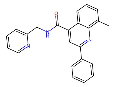 8-methyl-2-phenyl-N-(pyridin-2-ylmethyl)quinoline-4-carboxamide structure