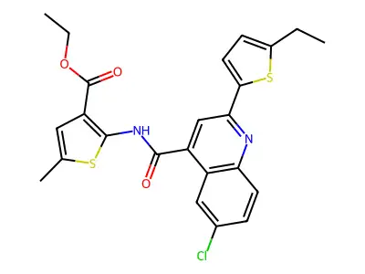 ethyl 2-({[6-chloro-2-(5-ethylthiophen-2-yl)quinolin-4-yl]carbonyl}amino)-5-methylthiophene-3-carboxylate structure