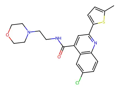 6-chloro-2-(5-methylthiophen-2-yl)-N-(2-morpholin-4-ylethyl)quinoline-4-carboxamide structure