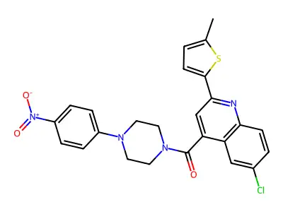 [6-chloro-2-(5-methylthiophen-2-yl)quinolin-4-yl]-[4-(4-nitrophenyl)piperazin-1-yl]methanone structure