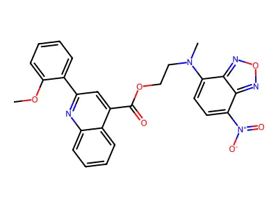 2-(methyl(7-nitrobenzo[c][1,2,5]oxadiazol-4-yl)amino)ethyl 2-(2-methoxyphenyl)quinoline-4-carboxylate structure