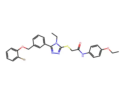 2-[(5-{3-[(2-bromophenoxy)methyl]phenyl}-4-ethyl-4H-1,2,4-triazol-3-yl)sulfanyl]-N-(4-ethoxyphenyl)acetamide structure