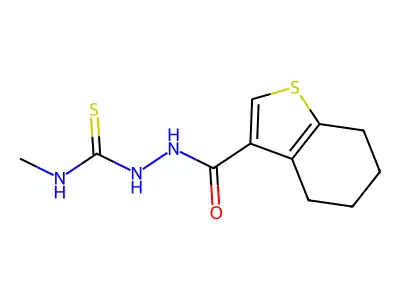 1-Methyl-3-(4,5,6,7-tetrahydro-1-benzothiophene-3-carbonylamino)thiourea structure
