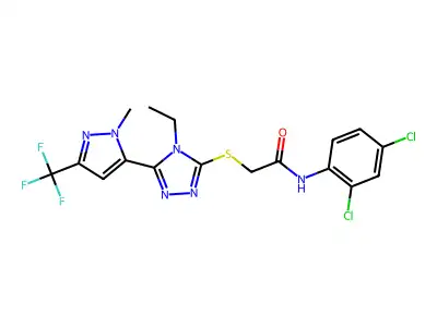 N-(2,4-dichlorophenyl)-2-({4-ethyl-5-[1-methyl-3-(trifluoromethyl)-1H-pyrazol-5-yl]-4H-1,2,4-triazol-3-yl}sulfanyl)acetamide structure