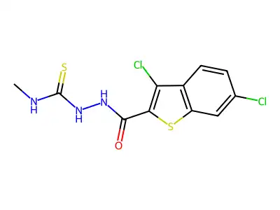 Benzo[b]thiophene-2-carboxylic acid, 3,6-dichloro-, 2-[(methylamino)thioxomethyl]hydrazide (9CI) structure