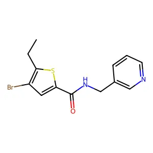4-bromo-5-ethyl-N-(pyridin-3-ylmethyl)thiophene-2-carboxamide structure
