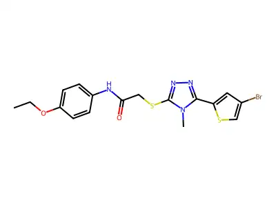 2-[[5-(4-bromothiophen-2-yl)-4-methyl-1,2,4-triazol-3-yl]sulfanyl]-N-(4-ethoxyphenyl)acetamide structure
