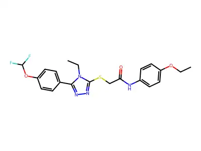 2-[[5-[4-(difluoromethoxy)phenyl]-4-ethyl-1,2,4-triazol-3-yl]sulfanyl]-N-(4-ethoxyphenyl)acetamide structure