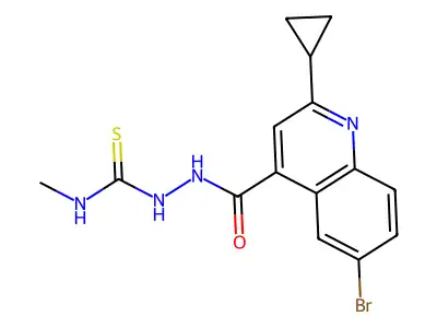 1-[(6-Bromo-2-cyclopropylquinoline-4-carbonyl)amino]-3-methylthiourea structure
