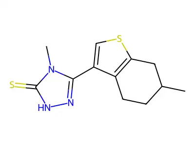 4-methyl-5-(6-methyl-4,5,6,7-tetrahydro-1-benzothien-3-yl)-4H-1,2,4-triazole-3-thiol structure