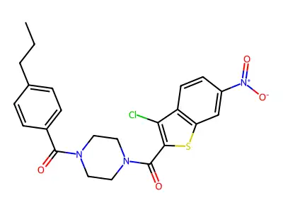 (3-Chloro-6-nitro-1-benzothiophen-2-yl)[4-(4-propylbenzoyl)piperazin-1-yl]methanone structure