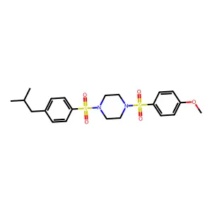 1-(4-Methoxyphenyl)sulfonyl-4-[4-(2-methylpropyl)phenyl]sulfonylpiperazine structure