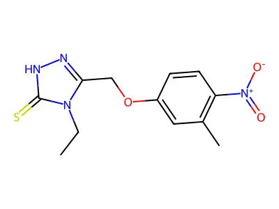 4-ethyl-3-[(3-methyl-4-nitrophenoxy)methyl]-1H-1,2,4-triazole-5-thione structure