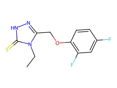 3-[(2,4-difluorophenoxy)methyl]-4-ethyl-1H-1,2,4-triazole-5-thione structure