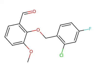 2-[(2-Chloro-4-fluorophenyl)methoxy]-3-methoxybenzaldehyde structure