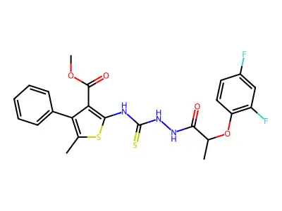 methyl 2-[({2-[2-(2,4-difluorophenoxy)propanoyl]hydrazinyl}carbonothioyl)amino]-5-methyl-4-phenylthiophene-3-carboxylate structure