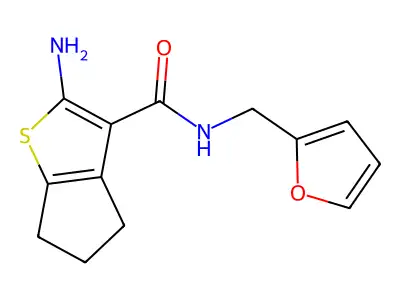 2-amino-N-(2-furylmethyl)-5,6-dihydro-4H-cyclopenta[b]thiophene-3-carboxamide structure