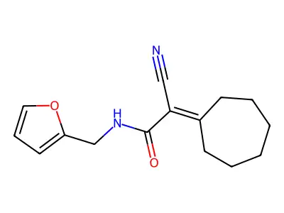 2-Cyano-2-cycloheptylidene-N-(2-furanylmethyl)acetamide structure
