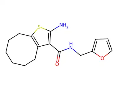 2-amino-N-(2-furylmethyl)-4,5,6,7,8,9-hexahydrocycloocta[b]thiophene-3-carboxamide structure