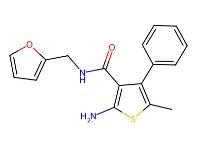 2-Amino-N-(2-furanylmethyl)-5-methyl-4-phenyl-3-thiophenecarboxamide structure
