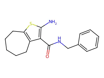 2-amino-N-benzyl-5,6,7,8-tetrahydro-4H-cyclohepta[b]thiophene-3-carboxamide structure