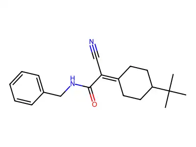 N-benzyl-2-(4-tert-butylcyclohexylidene)-2-cyanoacetamide structure