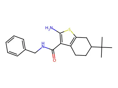 2-amino-N-benzyl-6-tert-butyl-4,5,6,7-tetrahydro-1-benzothiophene-3-carboxamide structure