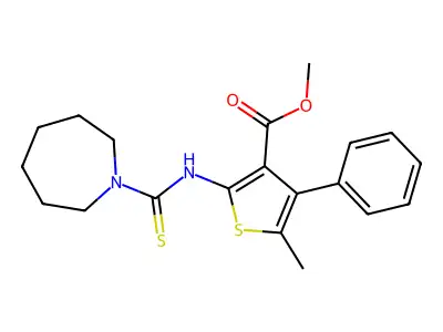 methyl 2-(azepane-1-carbothioylamino)-5-methyl-4-phenylthiophene-3-carboxylate structure