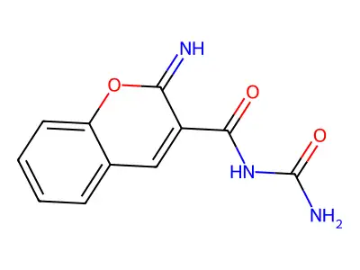 N-carbamoyl-2-iminochromene-3-carboxamide structure