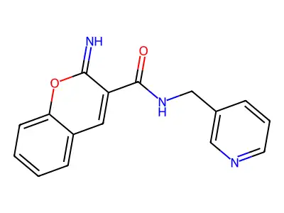 2-imino-N-(pyridin-3-ylmethyl)chromene-3-carboxamide structure