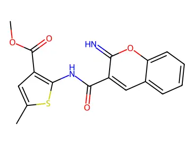 Methyl 2-[(2-iminochromen-3-yl)carbonylamino]-5-methylthiophene-3-carboxylate structure