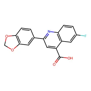 2-(1,3-Benzodioxol-5-yl)-6-fluoroquinoline-4-carboxylic acid structure