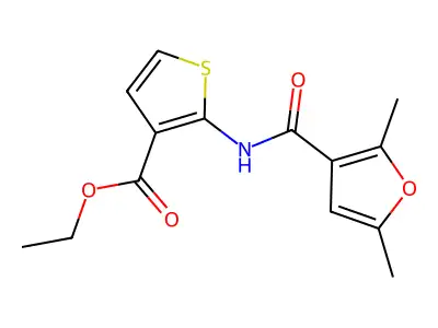 Ethyl 2-[[(2,5-dimethyl-3-furanyl)carbonyl]amino]-3-thiophenecarboxylate structure