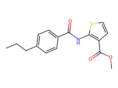 Methyl 2-[(4-propylphenyl)carbonylamino]thiophene-3-carboxylate structure