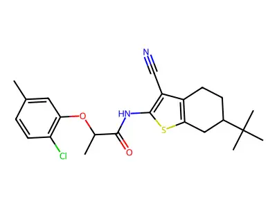 N-(6-tert-butyl-3-cyano-4,5,6,7-tetrahydro-1-benzothiophen-2-yl)-2-(2-chloro-5-methylphenoxy)propanamide structure