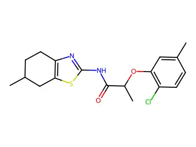 2-(2-chloro-5-methylphenoxy)-N-(6-methyl-4,5,6,7-tetrahydro-1,3-benzothiazol-2-yl)propanamide structure