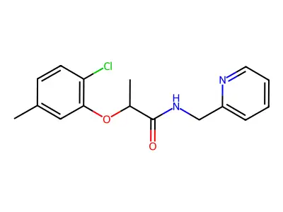 2-(2-chloro-5-methylphenoxy)-N-(pyridin-2-ylmethyl)propanamide structure