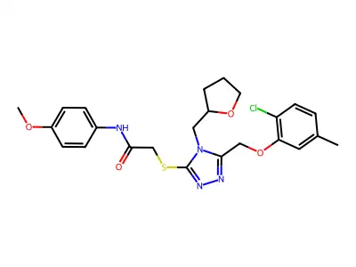 2-[[5-[(2-chloro-5-methylphenoxy)methyl]-4-(oxolan-2-ylmethyl)-1,2,4-triazol-3-yl]sulfanyl]-N-(4-methoxyphenyl)acetamide structure
