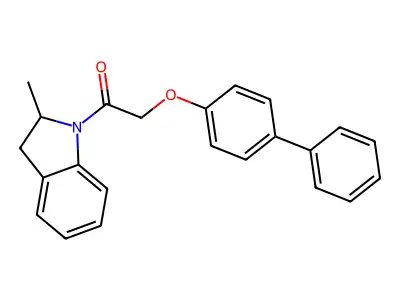 1-(2-Methyl-2,3-dihydroindol-1-yl)-2-(4-phenylphenoxy)ethanone structure