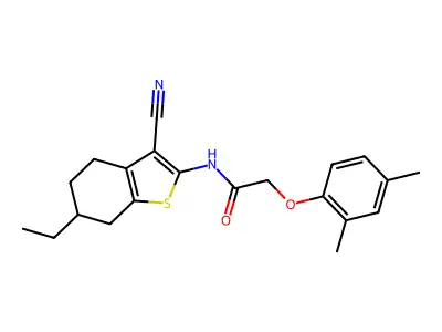 N-(3-cyano-6-ethyl-4,5,6,7-tetrahydro-1-benzothiophen-2-yl)-2-(2,4-dimethylphenoxy)acetamide structure