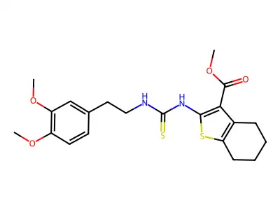 methyl 2-({[2-(3,4-dimethoxyphenyl)ethyl]carbamothioyl}amino)-4,5,6,7-tetrahydro-1-benzothiophene-3-carboxylate structure