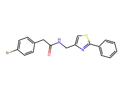 2-(4-bromophenyl)-N-[(2-phenyl-1,3-thiazol-4-yl)methyl]acetamide structure