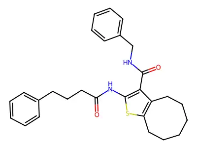 N-benzyl-2-(4-phenylbutanoylamino)-4,5,6,7,8,9-hexahydrocycloocta[b]thiophene-3-carboxamide structure