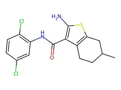 2-amino-N-(2,5-dichlorophenyl)-6-methyl-4,5,6,7-tetrahydro-1-benzothiophene-3-carboxamide structure