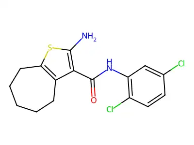 2-amino-N-(2,5-dichlorophenyl)-5,6,7,8-tetrahydro-4H-cyclohepta[b]thiophene-3-carboxamide structure